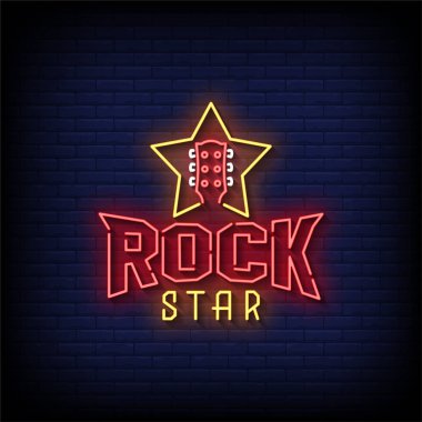 Rock Yıldızı Neon İşaretleri Biçimi Metin Vektörü