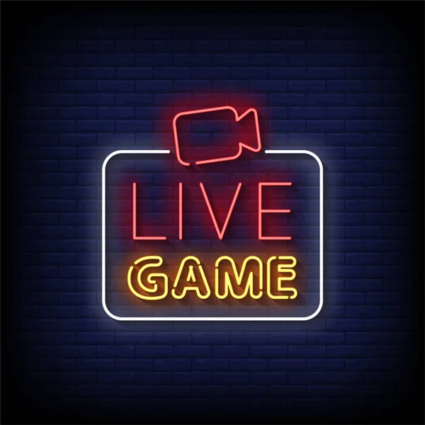 Live Game Neon Signs Style Text Vector — Stockový vektor