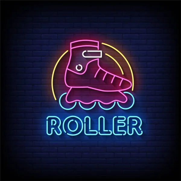 Roller Neon Signs Stil Text Vektor — Stockvektor