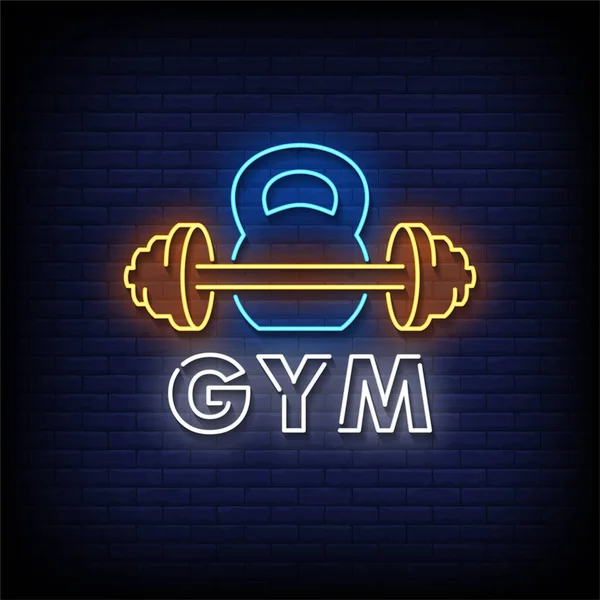 Gym Neon Tekenen Stijl Tekst Vector — Stockvector