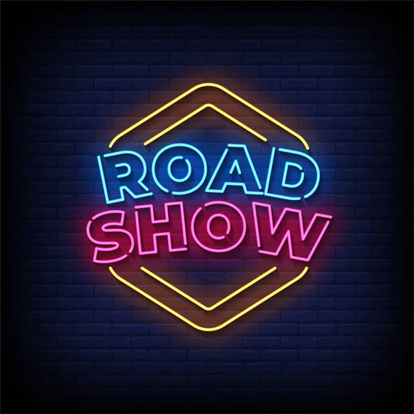 Road Show Leuchtreklamen Stil Text Vektor — Stockvektor