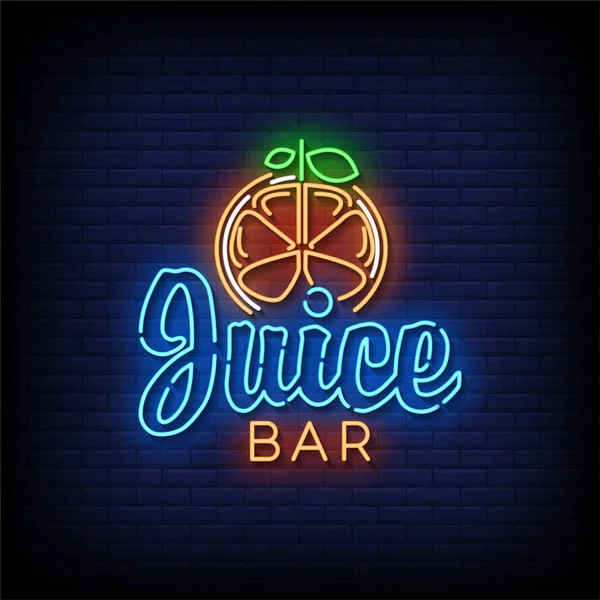 Juice Bar Neon Signs Style — стоковый вектор