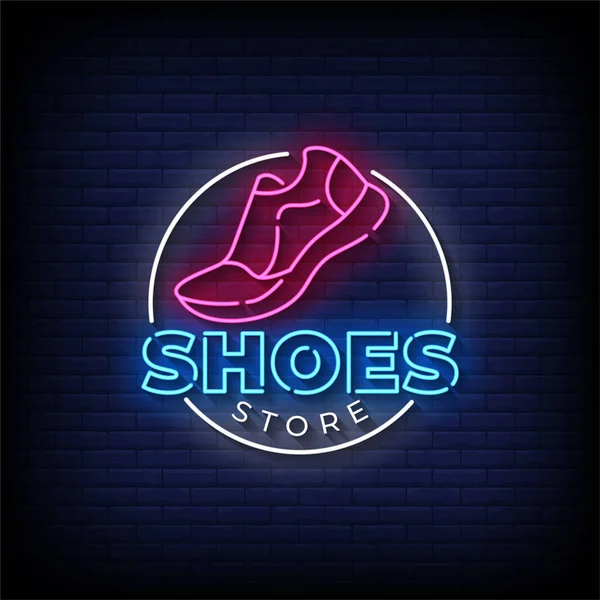 Shoes Store Neon Signs Style Text Vector — Stock Vector