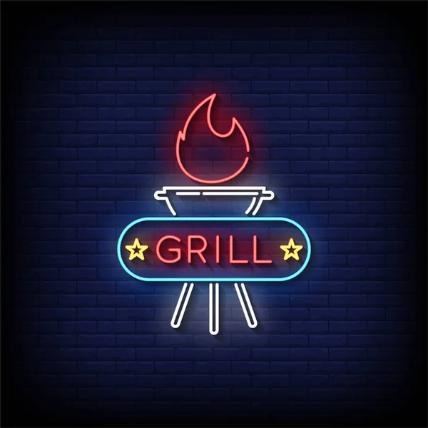 Grill Neon符号风格文字矢量 — 图库矢量图片