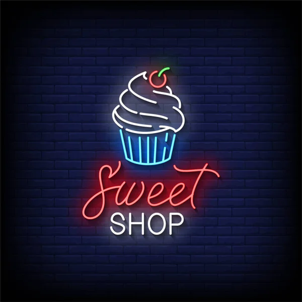 Sweet Shop Neon Signs Style Text Vector — Stock Vector