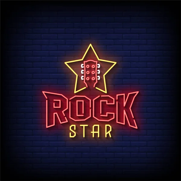 Rock Star Neon Segni Stile Testo Vettoriale — Vettoriale Stock