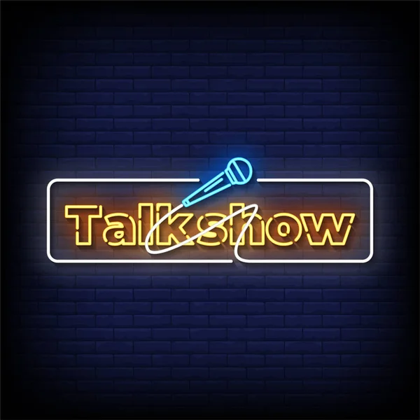 Talk Show Sinais Néon Estilo Texto Vetor —  Vetores de Stock