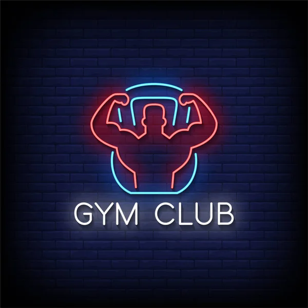 Gym Club Neon Tekenen Stijl Tekst Vector — Stockvector