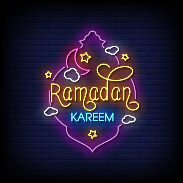 Ramadan Kareem Panneau Publicitaire Néon Signe — Image vectorielle