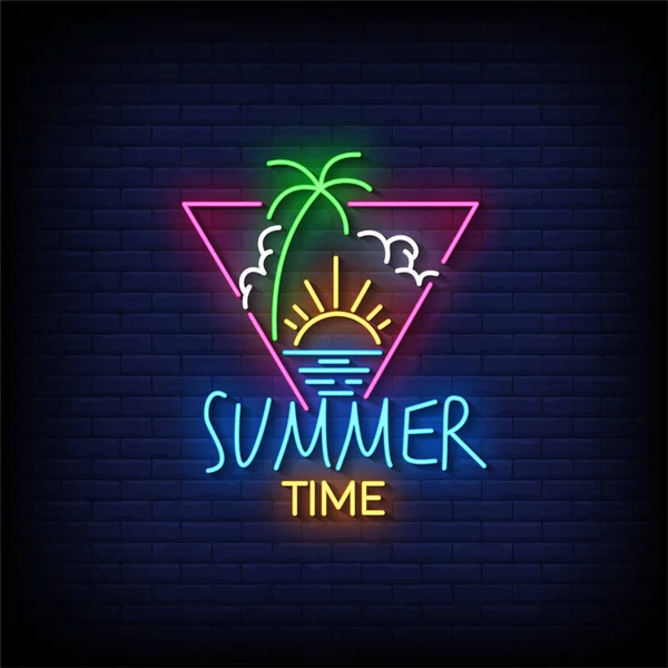 Summer Time Neon Billboard Sign — Stock Vector