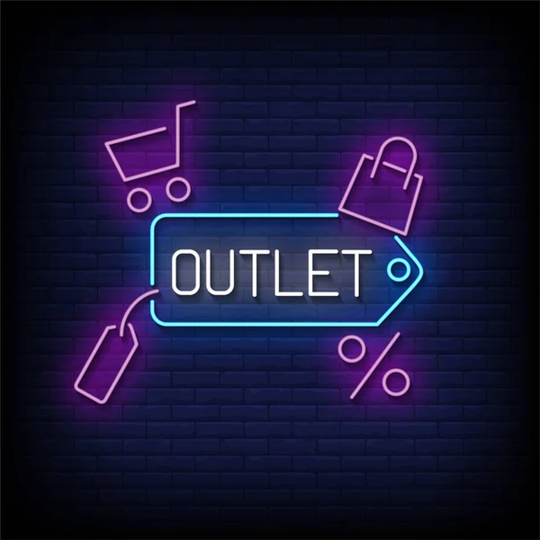 Outlet Shop Cartello Neon — Vettoriale Stock