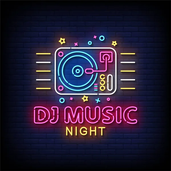 Noc Muzyki Neon Billboard Znak — Wektor stockowy