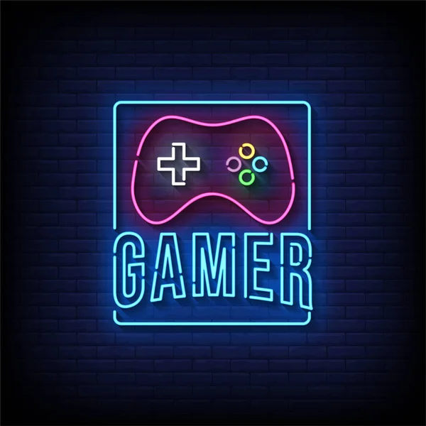 Gamer Club Neon Billboard Sign — Stock Vector