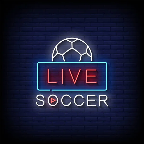 Live Soccer Neon Billboard Sign — Stock Vector