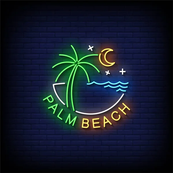 Palm Beach Sinal Outdoor Néon — Vetor de Stock