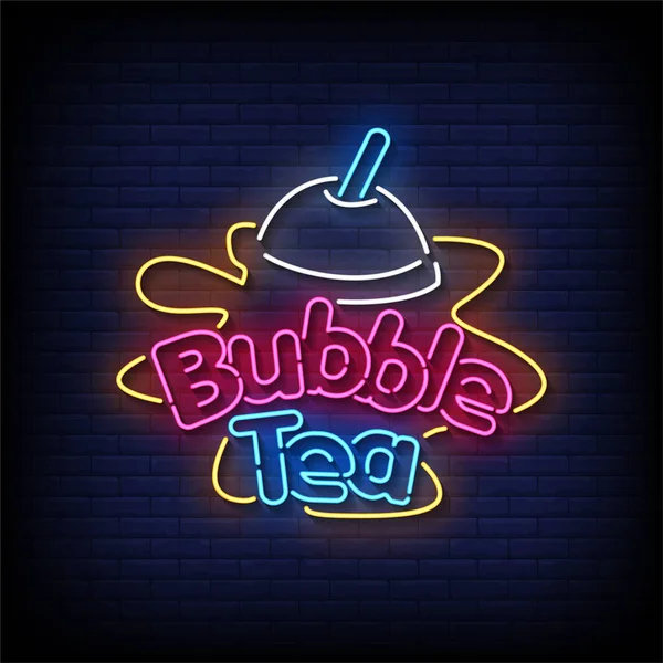 Bubble Tea Leuchtreklame — Stockvektor