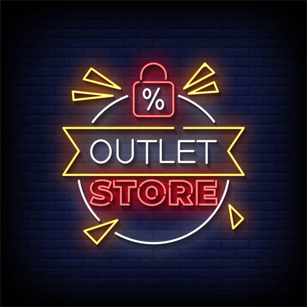 Outlet Store Cartello Neon — Vettoriale Stock