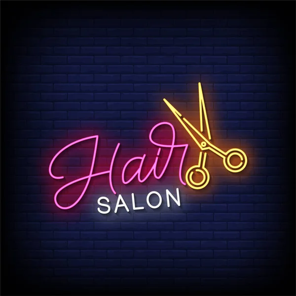 Hair Salon Neon Billboard Sign — Stock Vector