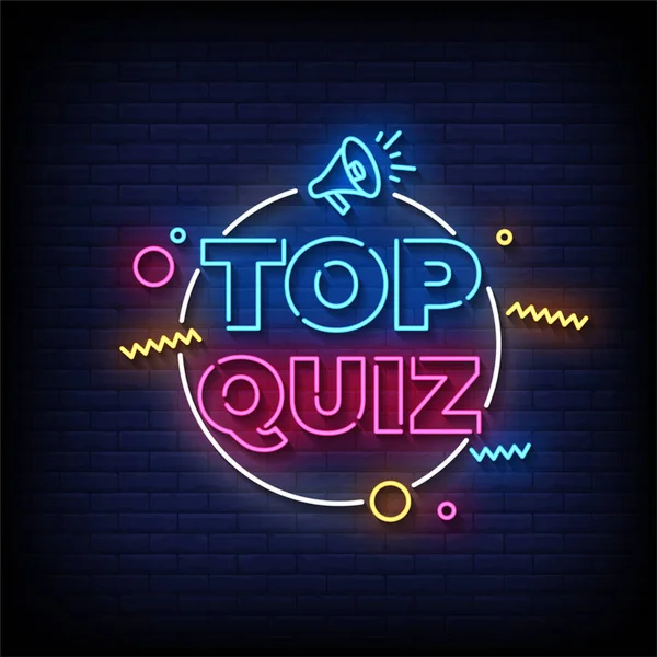 Top Quiz Neon Reclamebord — Stockvector