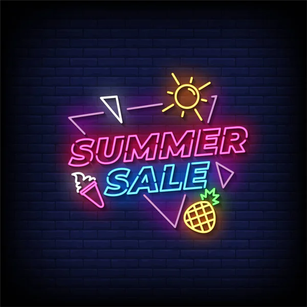 Summer Sale Neon Billboard Sign — Stock Vector