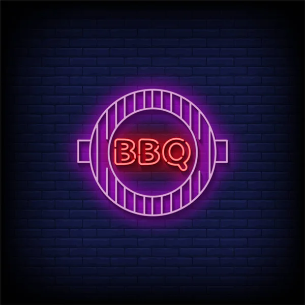 Bbq Pub Neon Reklam Tabelası — Stok Vektör
