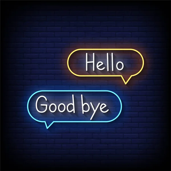 Γεια Σας Αντίο Πινακίδα Νέον — Διανυσματικό Αρχείο