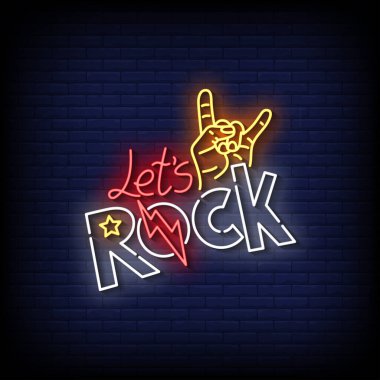 lets rock - Neon billboard sign illustration