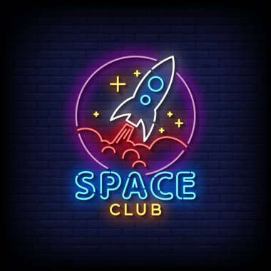 space club - Neon billboard sign illustration
