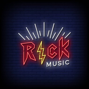 rock music - Neon billboard sign illustration