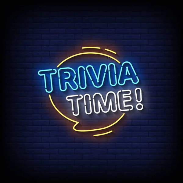 Trivia Time Εικονογράφηση Πινακίδας Νέον — Διανυσματικό Αρχείο