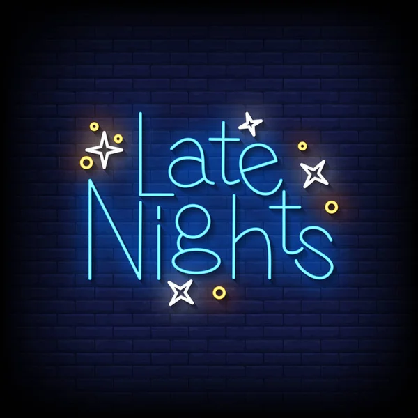 Late Nights Neon Billboard Sign Illustration — Stock Vector