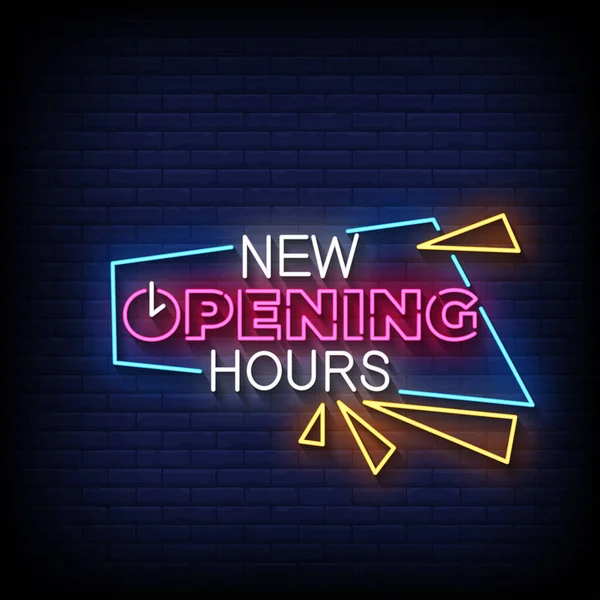 New Opening Hours Neon Billboard Sign Illustration — Wektor stockowy