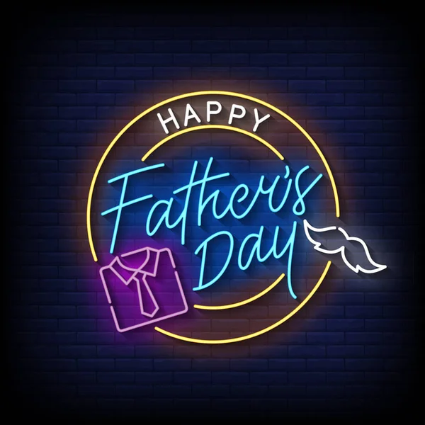 Happy Fathers Day Neon Billboard Sign Illustration — Stok Vektör