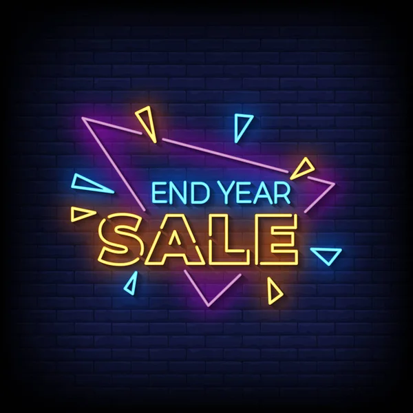 End Year Sale Neon Billboard Sign Illustration — Stockový vektor