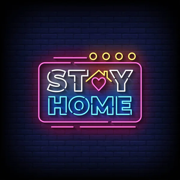 Stay Home Neon Billboard Sign Illustration — Image vectorielle