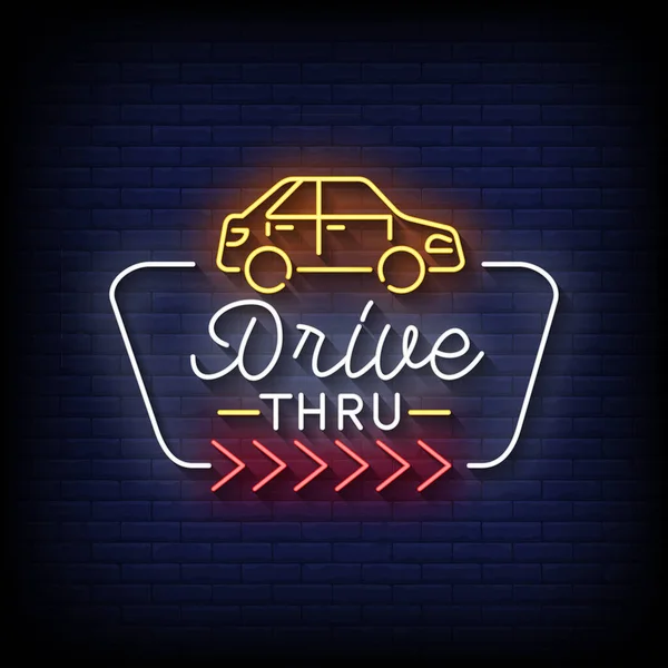 Drive Thru Neon Billboard Sign Illustration — Stock vektor