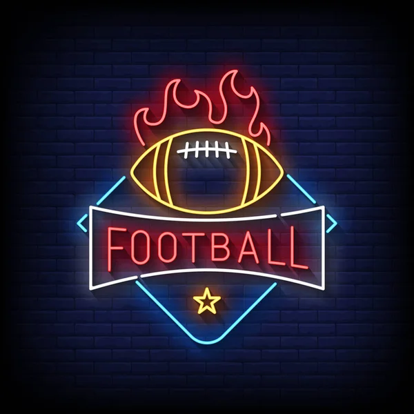 Football Neon Billboard Sign Illustration — Stock Vector