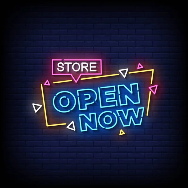 Store Open Now Neon Billboard Sign Illustration — Stok Vektör