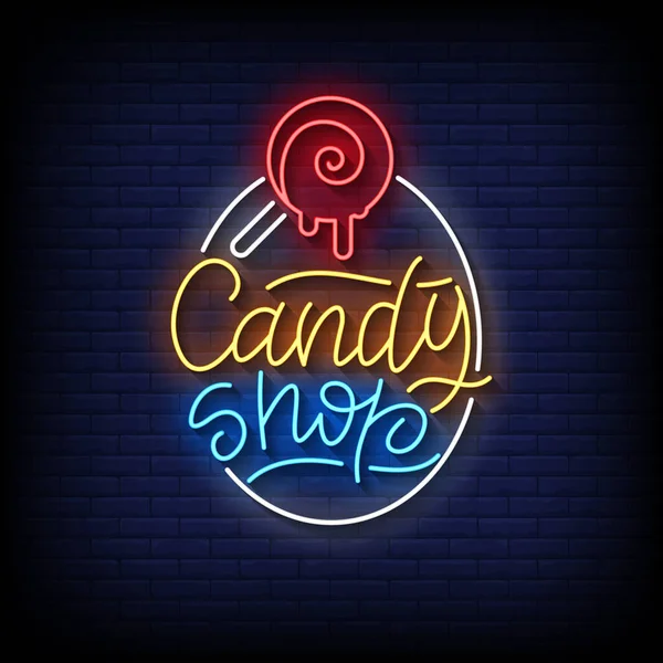 Candy Shop Neon Billboard Sign Illustration — Stock Vector