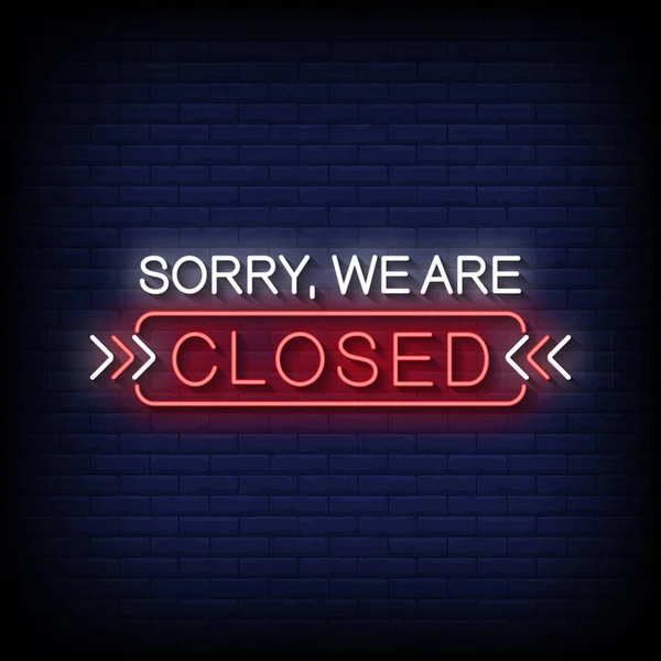 Sorry Closed Neon Billboard Sign Illustration — Archivo Imágenes Vectoriales