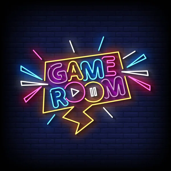 Game Room Neon Billboard Sign Illustration — Stockvector