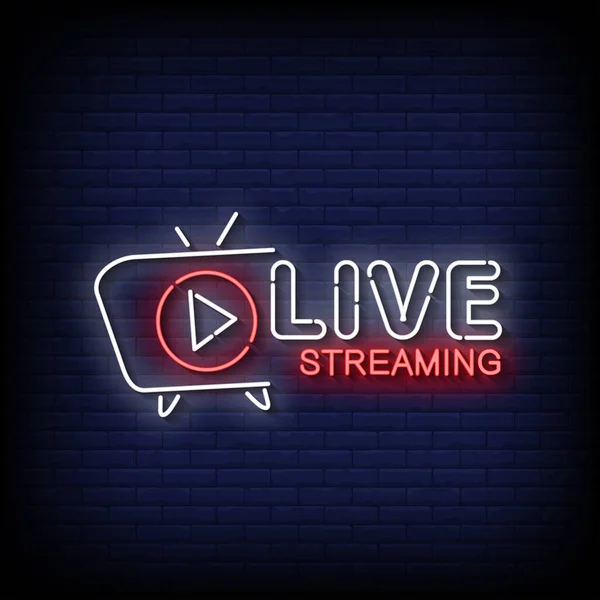 Live Streaming Neon Billboard Sign Illustration — ストックベクタ