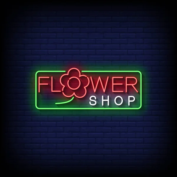 Flower Shop Neon Billboard Sign Illustration — Stock Vector