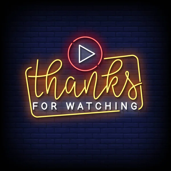 Thanks Watching Neon Billboard Sign Illustration — Archivo Imágenes Vectoriales