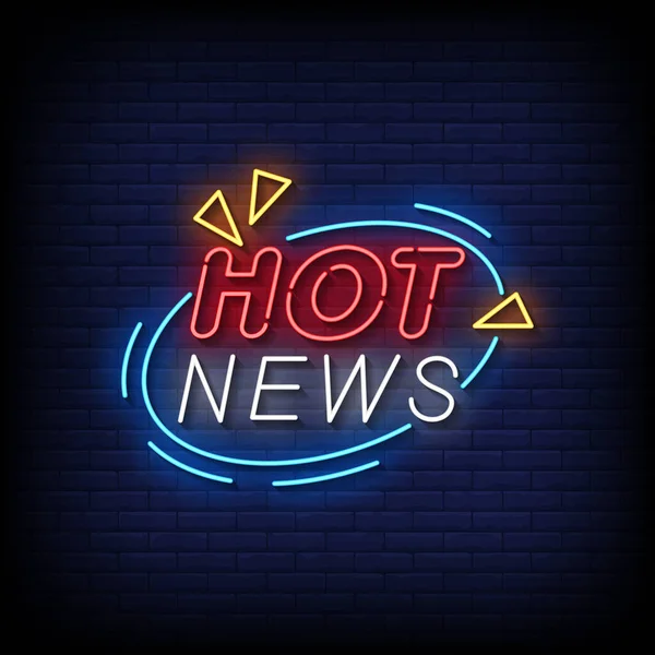 Hot News Neon Billboard Sign Illustration — Vetor de Stock