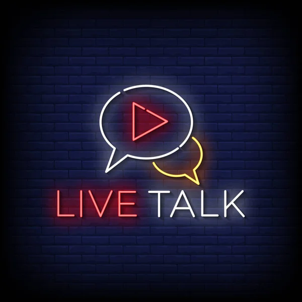 Live Talk Neon Billboard Sign Illustration — Vettoriale Stock