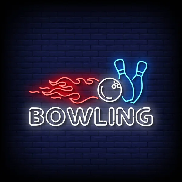 Bowling Neon Billboard Sign Illustration — ストックベクタ