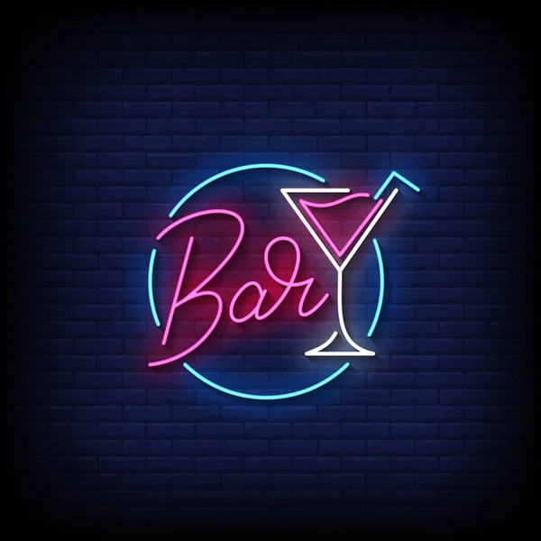 Bar Neon Billboard Signs Illustration — стоковый вектор