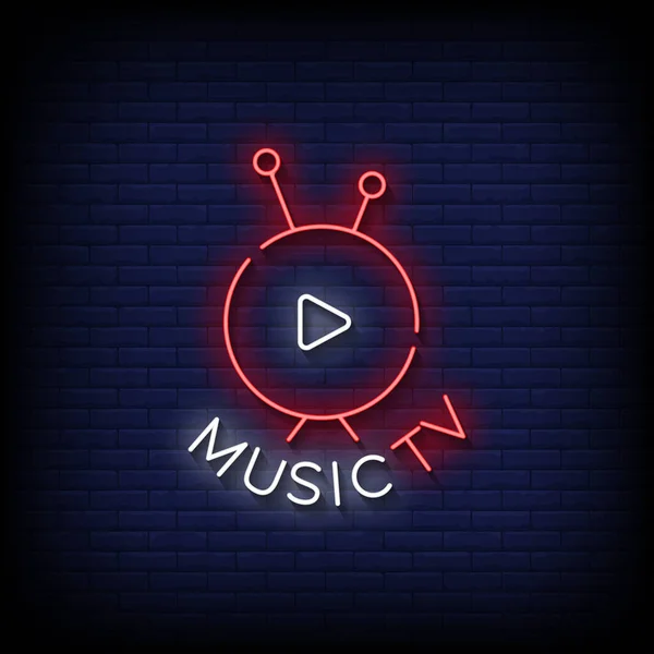 Music Neon Billboard Sign Illustration — Stock vektor