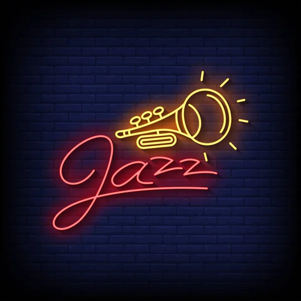 Jazz Neon Billboard Sign Illustration — Vetor de Stock